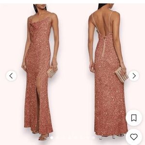 Alice + Olivia Rose Gold Backless Dress